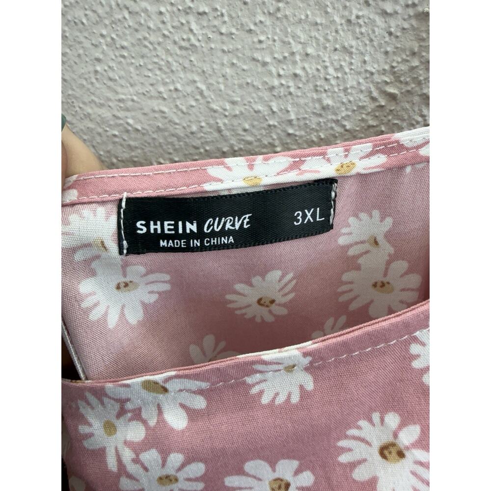 SHEIN Curve Womens Dress Size 3XL Pink Daisy Floral Sleeveless - Picture 3 of 10